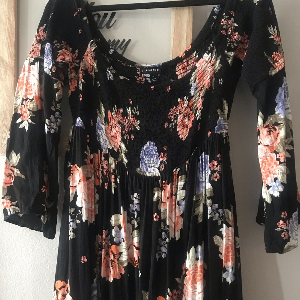 Black and Floral Maxi Dress